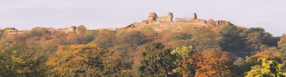 Montgomery Castle in Autumn landscape, Lymore Estate